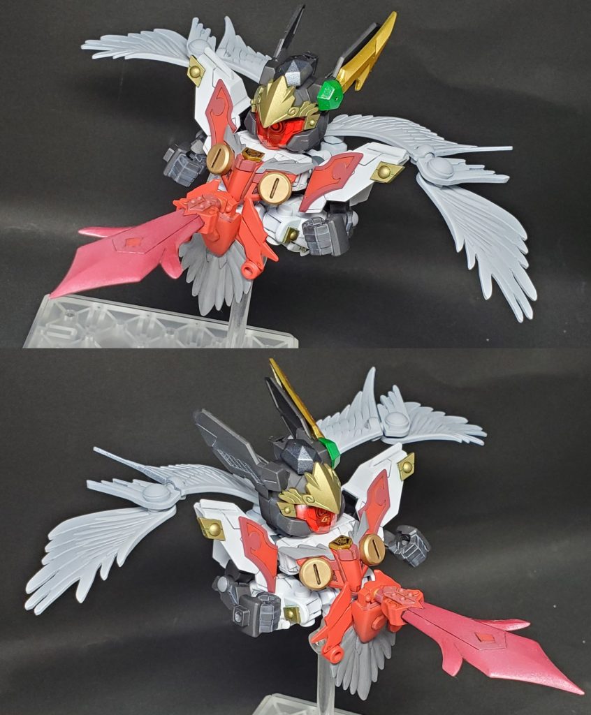 「飛翔面形態」 嵐振風乱俱が飛行能力を最大限発揮するための形態。予測不能な空中機動と先端に備えた刃名鷹によって目にも止まらぬ斬撃が繰り出される。