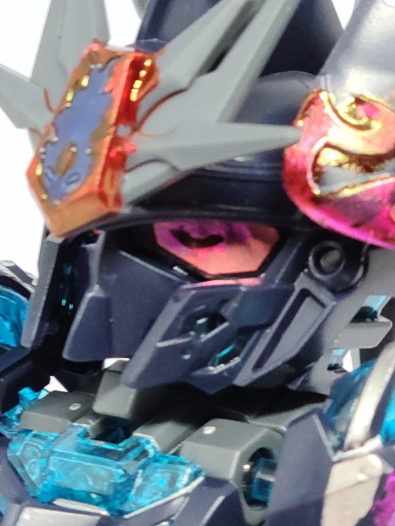 一応眼には透明レジンをつけてますがほぼわからないですね。色つきのほうが良いかもしれませんあとこれやるなら魂エフェクトの炎でも用意しとけば良かったですね