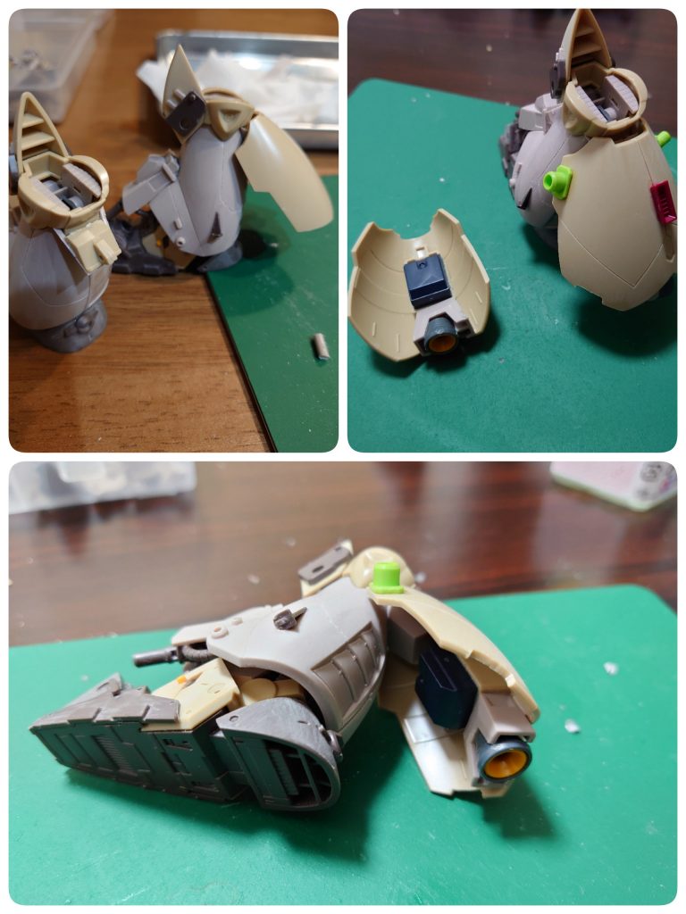 なかなか脚部内のディテールがあったため、視線誘導出来ればと思い、角度を付けています!もちろん余剰パーツ利用!