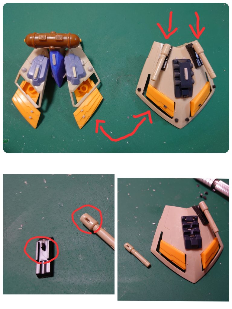 スカートのスラスター部位は、前後逆につけて肉抜きしているかの様に見せています!\(ϋ)/♩