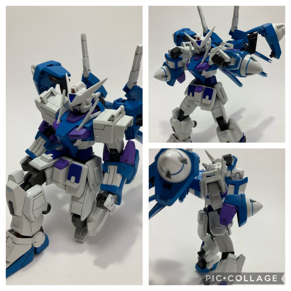 ゴツい見た目の割に腕の可動域はBD3のままなのでここまで肘が曲がります。そして足はそのまんまBD3なのでモリモリの見た目の割にはしっかり膝立ちが出来ます。寧ろこの方が安定するまである。こいつ、(結構)動くぞ…!?