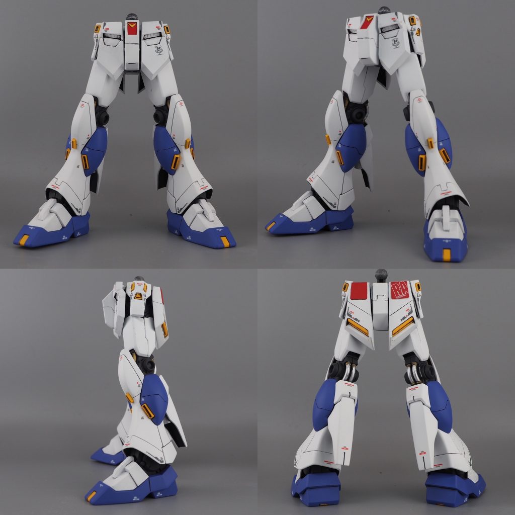 フロントアーマを拡大、サイドアーマを延長、リアアーマを可動式にしてます。太ももは延長。スネは形状変更。各ダクトは別パーツ化。足の甲を小型化してます。