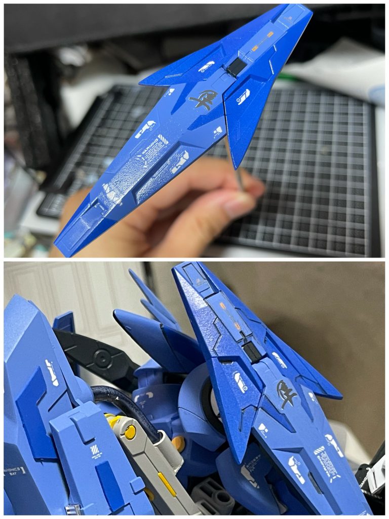 今回初めて墨入れにガンダムマーカー筆ペン拭き取りタイプを使用しました。クリア⇒墨入れ⇒つや消しで作業しましたがいつもより自然に線が出ました( ´ ꒳ ` )ノもう少し慣れたら流し込みタイプにしよう……まだハヤブサ屋が手にするには早すぎる代物だ(笑)(´-ω-)ウム