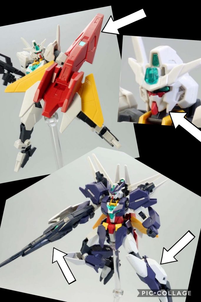 oyz「あ、コレ完全にゼータだわ、って思ってね。じゃあゼータっぽいのやってみるか、と。」カザミ「そーはならねえだろ。」oyz「そう思った方多いと思うんですよね〜。で、画像を検索してみたら意外に無かったので、じゃあ急遽やってみよう！という事に。」カザミ「ああ。」oyz「ミーティアアーマー制作中だったんですけどね。」カザミ「それはおかしいだろ。」oyz「個人的に全然、予算も無かったので、ゼータのパーツはほぼ無い状態で作りましたよ。」カザミ「でもコレ...。」oyz「そう！バインダーだけはホンモノのゼータ使いましたっ！昔にイエサブでゲットしたんです〜。あとは寄せ集めですっ！」カザミ「ぱっと見ゼータっぽいけどな。」oyz「えーと、アンテナは旧HGジャスティス、胸パーツはHGアスタロト。腕、肩はアースリィをベースに腕の赤い部分はZZのコアファイターから。フロントはHGライトニング、フロントアーマーは旧MGストライク。リアアーマーはアースリィ。サイドアーマーはビルドパーツ。バーニアスタビライザーはHGライトニングから、そこにジャンクパーツくっつけて、ゼータっぽくしました〜！」カザミ「文字多すぎて見づれえー！！」