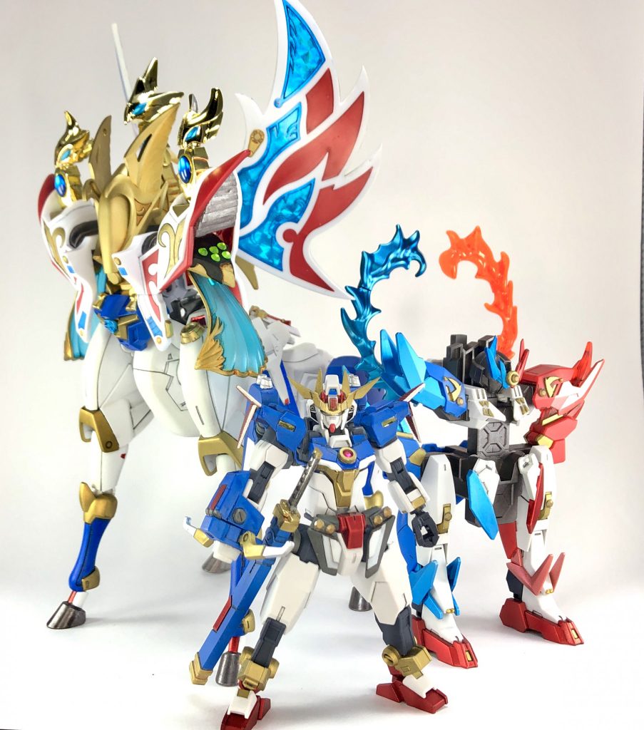 左から、心技体輝鳳凰雲(とりにてぃぐりふぉん)芯・烈光頑駄無(しん・れっこうがんだむ)烈光の鎧(れっこうのよろい)