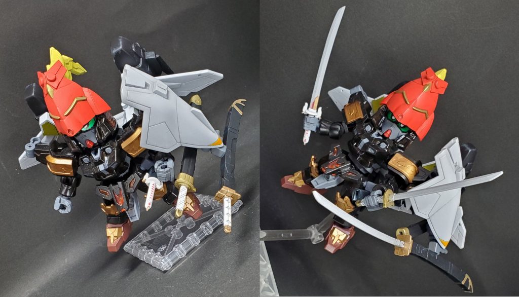 官兵衛はシラサギと合体することで飛行能力を獲得し、加えて二振りの刀「菊一文字」と「日光一文字」を使用することができる。これに普段から腰に帯刀している「へし切り長谷部」を加えた三刀流が官兵衛の最も得意とする戦闘スタイルである。