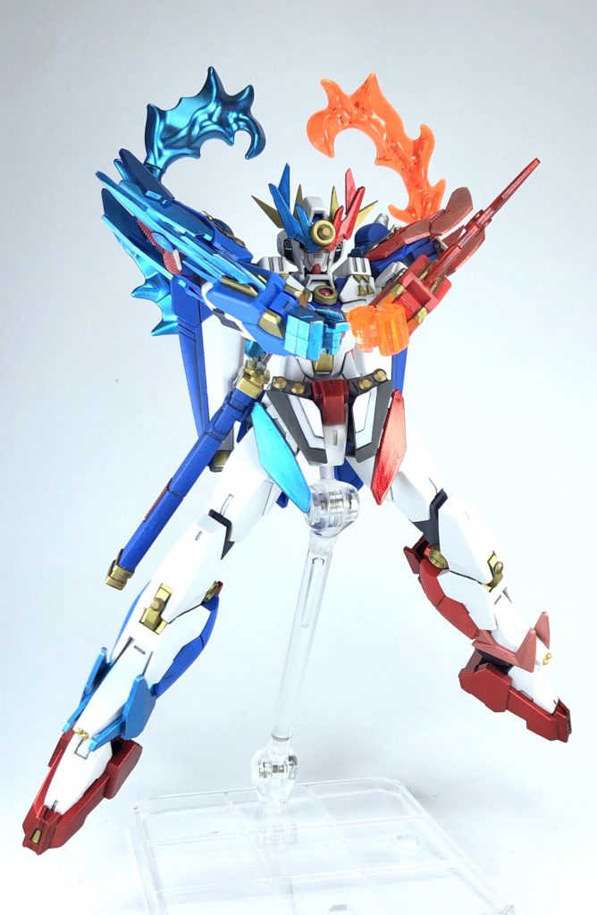 氷嵐焼尽弾‼︎可動範囲はマーズフォーに準じますヒジの氷と炎は周瑜アカツキのパーツを移植しています青い部分は昔からあるガンダムマーカーのメタブルーですが、氷っぽい良い色になりました。