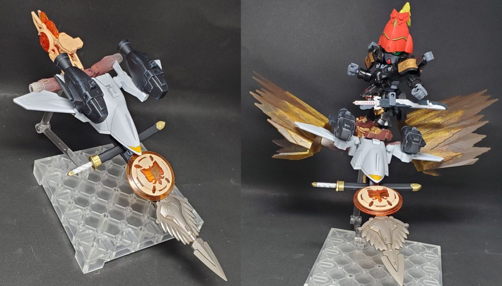 オデンアームズとシラサギを連結させ、その上に官兵衛が乗って高速で突撃する「必殺疾走ソウハリマ」は進路上のあらゆる障害を破壊する。