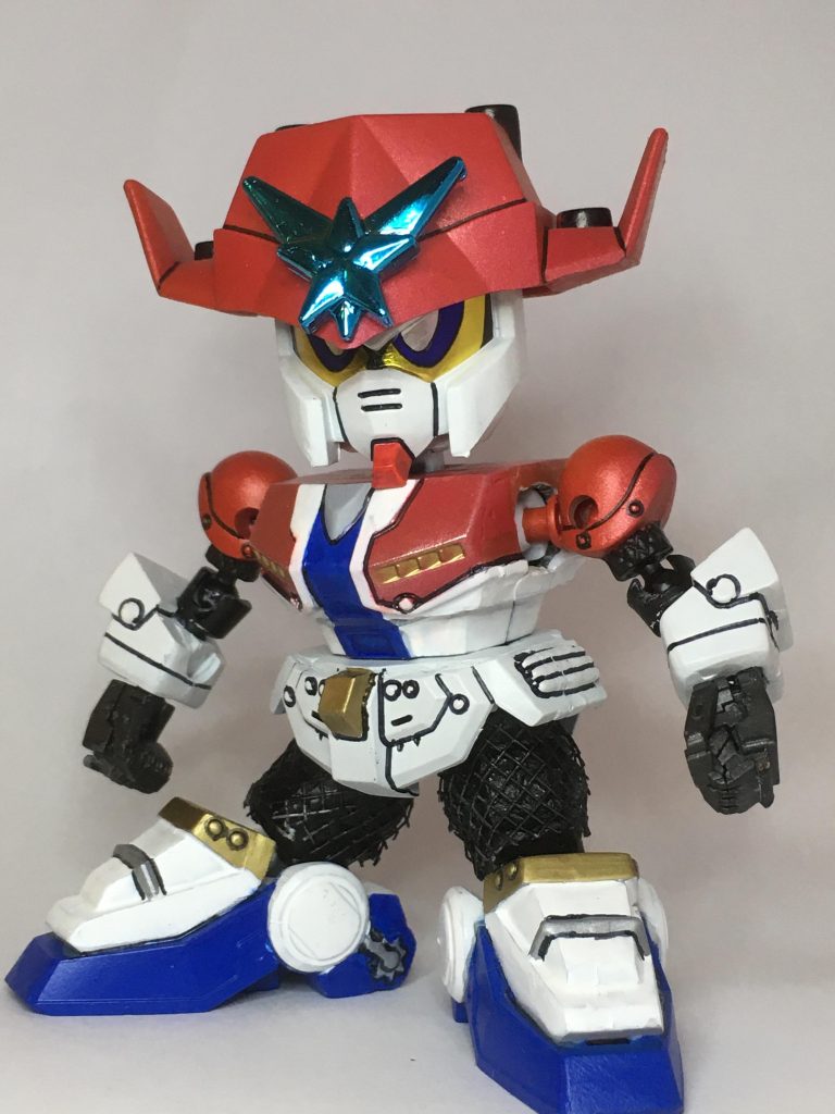 塗装はガンダムマーカーエアブラシシステムを使用。赤はガンダムレッドにガンダムメタレッドを重ね吹き。トップコート半光沢で仕上げ。