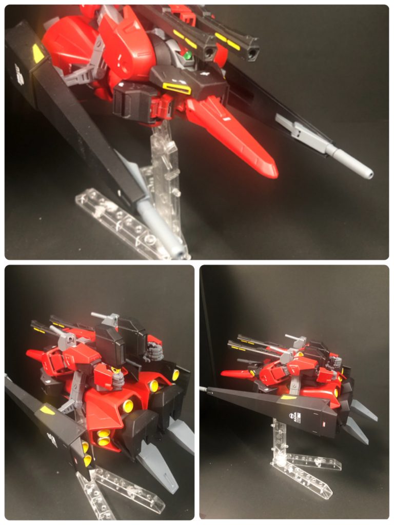 飛行形態です。パーツ差し替えなしの完全変形ですが塗膜削れまくるのであまり変形させられないです。