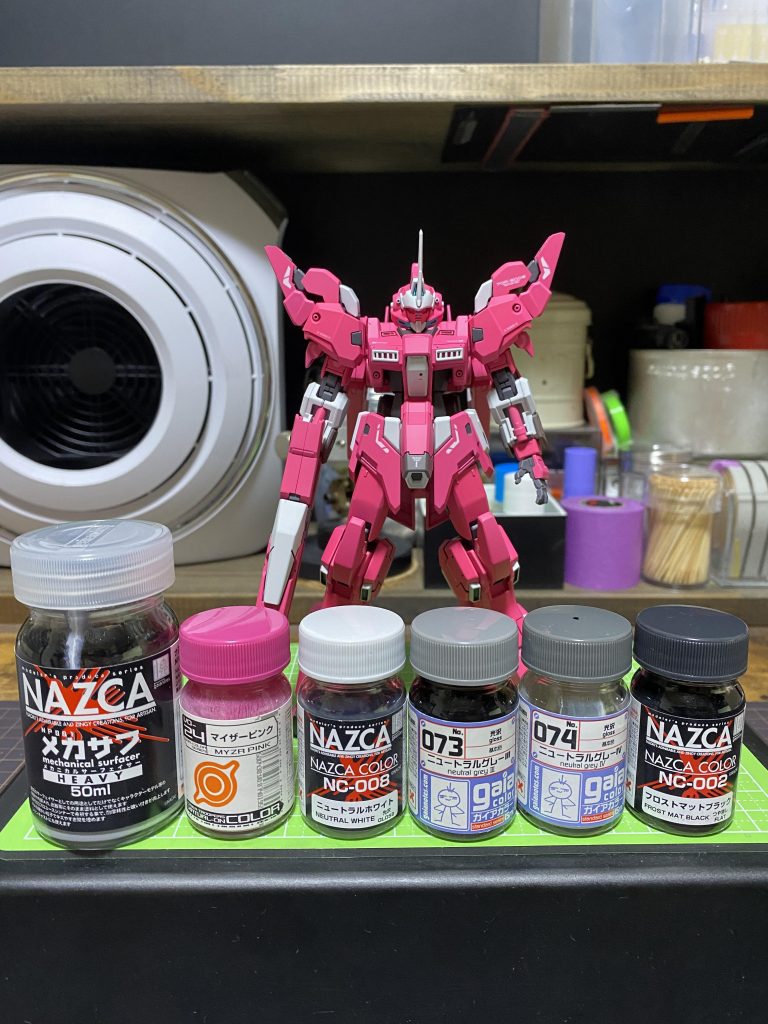 塗料です。ピンクはマイザーピンクに蛍光ピンクとホワイトを少量混ぜています。ご覧頂きありがとうございました( •̀ᴗ•́ )/