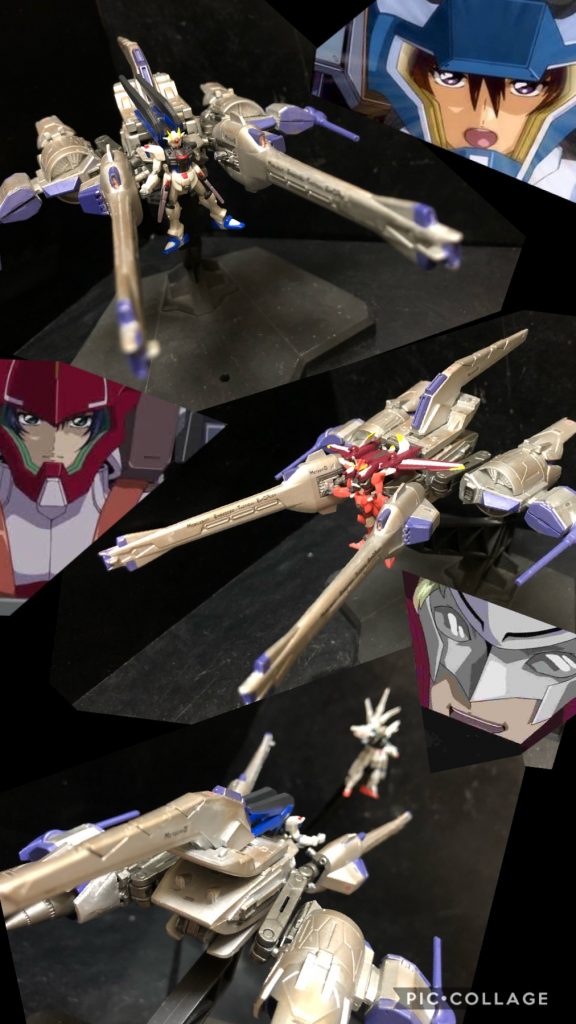 ラウ「ふふ....来たか。」キラ「....ラウ・ル・クルーゼ！」ラウ「知れば誰もが望むだろう、君のようになりたいと！君のようでありたいと！」キラ「そんなこと！」ラウ「故に許されない…君という存在を！」キラ「僕は…それでも僕は…！....力だけが僕の全てじゃないッ」ラウ「それが誰にわかる？なにがわかる！？分からぬさ！誰にも！」カザミ「アレー！？室長なにやってんですかー！？おお、コレってミーティアじゃないっすかー！！うおお、レアキットっすよコレ！！」oyz「いやイイところで戦闘に介入ーっ！何ってブンドドしてるトコじゃないか。」カザミ「コレって1/400っすよね！」oyz「そう！コレはガンダムコレクションの1/400ミーティアユニット！小型サイズでありながら、ミサイルハッチの開閉やアームの武装展開やカバーの開閉、更には同スケールのフリーダム、ジャスティス、それにプロヴィデンスのフィギュアまで同梱された良キットなのだー！」カザミ「おお！おトクだぜっ！」oyz「コレを偶然、近所の中古屋さんで見つけてね、1100円(税込)で購入したのだ！箱ボロボロだったけどっ。」カザミ「そいつは運が良かったじゃねーか！」oyz「ふふふ、コレは運命、まさにデスティニーだよ。」カザミ「コレはデスティニーのキットじゃねえから上手くねえよ。」oyz「ハハハっ。」カザミ「でもよお、折角ならHGのミーティアユニット見てえなあ。室長は買わないんかよお？」oyz「ええい！あんな巨大なモノ買えるかー！！置く場所ないわー！何気に近所の中古屋で売ってたけどー！」カザミ「ありゃあ、迫力あるだろーよお。」oyz「そりゃあそうだがね。」カザミ「今回は普通にミーティアを作ったんかよ？」oyz「ふふ、この私が普通に作ると思うかな？」カザミ「作るだろ？」oyz「いや普通に作る事もあるけど！今GUNSTAさんはリライズコンの最中だ。忘れたかね？」カザミ「だって室長はもう、イージスナイト オブ ゴールド 作っただろ？」oyz「作ったけど！作ったけども。」カザミ「じゃあイイじゃねーか。」oyz「まあ聞きたまえ。先日、偶然にもユーラヴェンアーマー@コアガンダムⅡもゲットしてねえ。そして超カッコいい、イラストを見せて貰ってね。コレは作らなきゃーと。」カザミ「イラスト？」