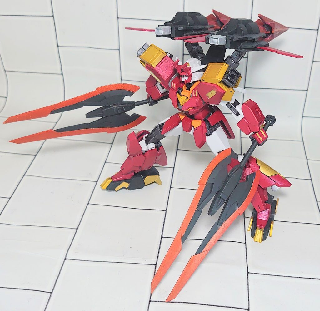 本来は両手持ちして使用する大剣ですが、片手でも軽々振り回せます。