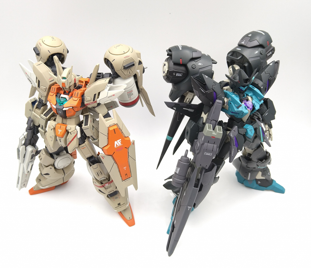 ■GP-コアレインリリィ&エルドラレインリリィエルドラレインリリィは以前コアガンダムコンテストで製作したGP ‐コアレインリリィを模した機体…という体で製作しました。ダイバーはGBN側に残されELダイバー方式でサルベージされたガードアイ…というオレ設定で製作しています。なので頭部はアルスの赤色ではなくエルドラの紫色の方になっています。