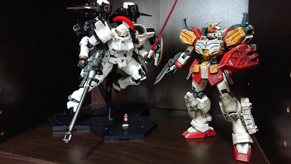 悲しき決戦がしたくなってトールギス買いました。ヘビーアームズは3年ほど前に作ったものです。怪我が治ったら、置場所作ってからジオラマやってみようかな。