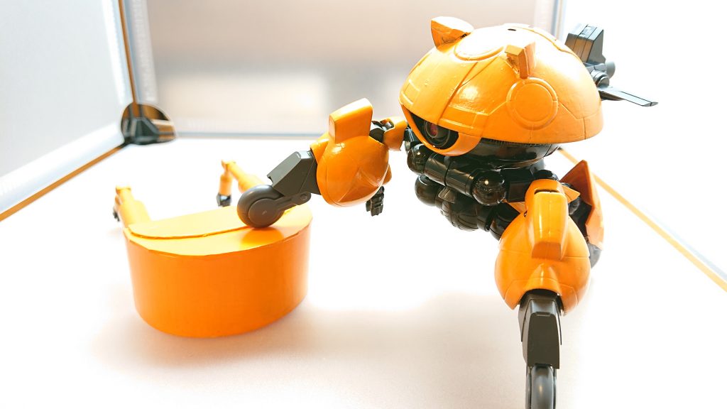 どうやってヘルメットを被るかは秘密だ！