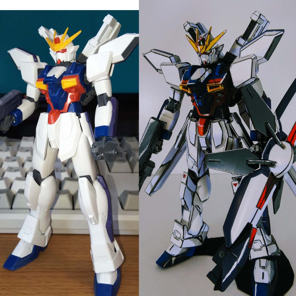 パチ組みと完成との比較。