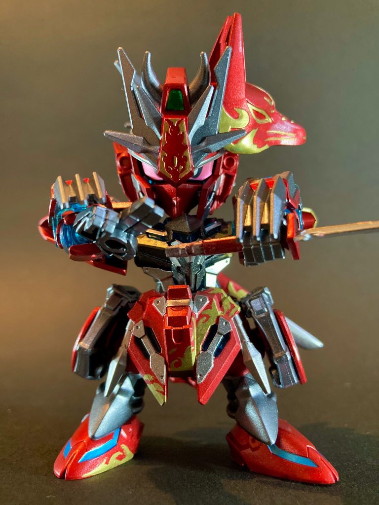 【真田十勇士ver.】秀吉亡き後の戦乱で佐助は、豊臣時代に幾度も共闘した戦友である英傑・真田幸村ガンダムに付き従う。武士の生き様を体現する幸村最期の戦いでは、才蔵デルタカイら同志達と共に獅子奮迅の活躍を見せ、その雄姿は後世「真田十勇士」として伝説になった。