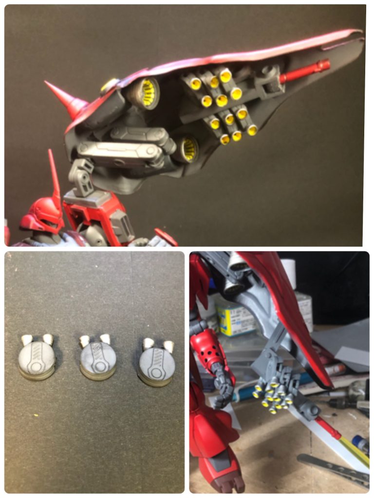 一番のウリであるバインダーはチェーンマインにバーニアをつけてファンネル風にして格納。先端にビームサーベルもセットしました。