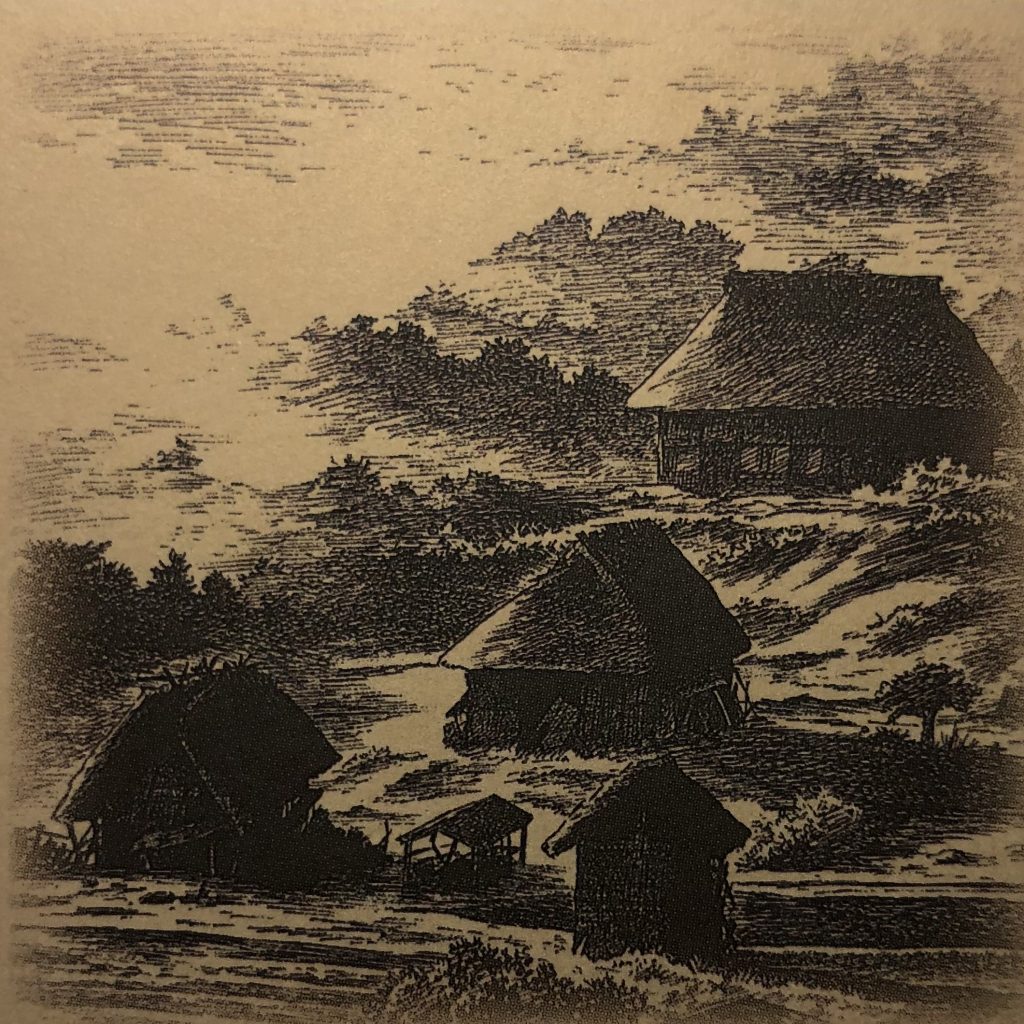 「はなれ」の村の図(笑)...元ネタは、諸星大二郎の「生命の木」からです(「奇談」というタイトルで映画にもなってます)。知らない人は置いてけぼりのネタでごめんなさい🙇♂️スペースノイドにはスペースノイドのキリストが必要なんですかね、やっぱり(そういやシャアもそんなこと言ってたような...知らんけど)🤔