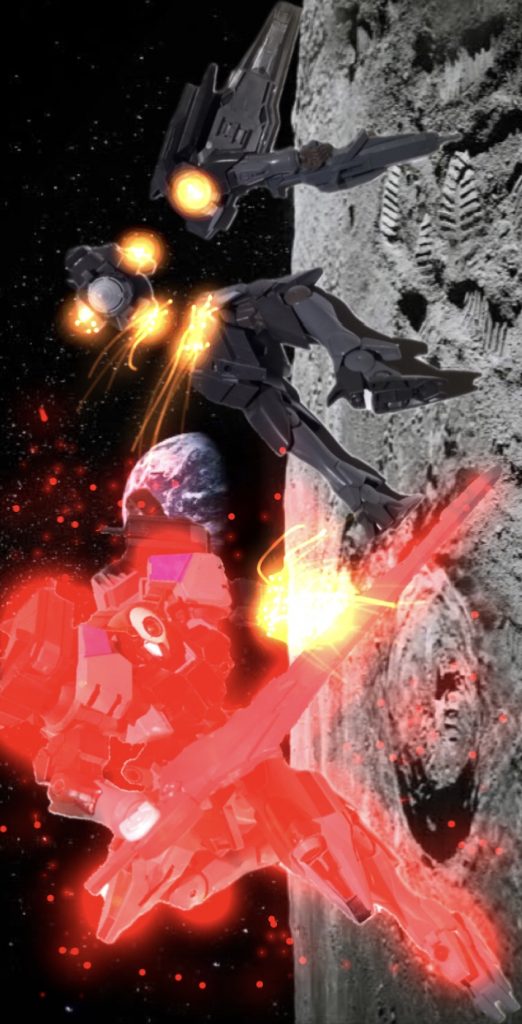 3機の見事な連携で片腕を喪失させる事に成功。しかしライラプスジンクスがトランザムを発動した事で形勢が一転、前衛を担っていた隊長機が撃破されてしまう。