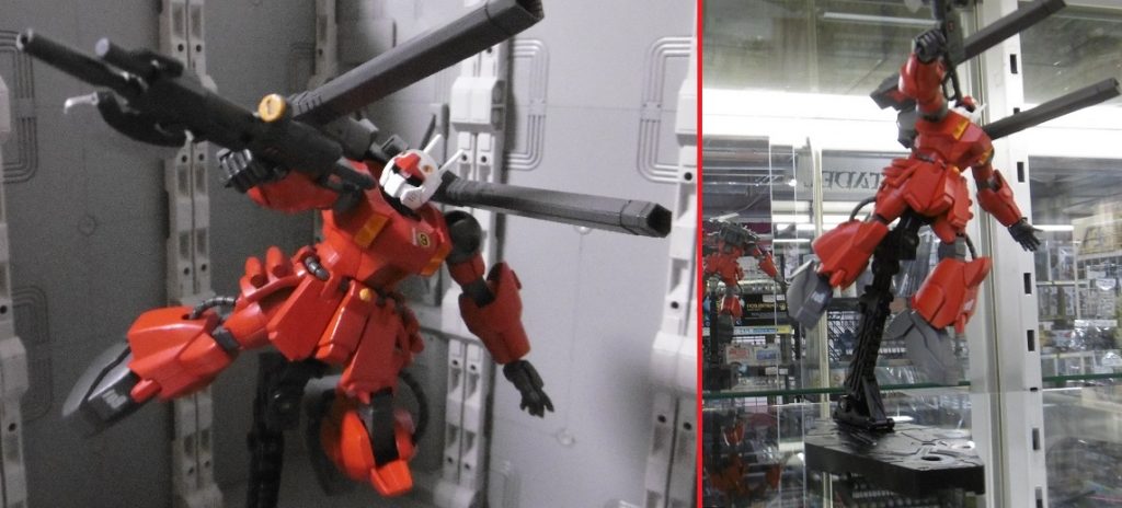 塗装を終えた段階では武器が未だ決まっていなく、ニセがんだむから奪ったライフルのフォアグリップを外して持たせていました。その状態で約2年ぶりに開催された模型店コンテストに応募したところ、予想通りの参加賞。仮にこんなモノが入賞するようなら私の中では大事件ですし、完成させて参加できる事に意義があるのだと思っています。開催期間中に一度も作品の宣伝をしていなく、前評判からしても全く期待できませんでしたが、良くも悪くも素人なりに爪痕を残せたかなーと。募集開始初日から全国大会経験者の大作や、初参加な学生たちの怪作が揃うような技術勝負の世界なので、そういった方々と同じ舞台で競える事そのものが貴重な体験だと思いますね~今回ガンプラ以外の部門にも出してみて、やっぱり参加賞でした。地方ながら恐ろしいまでの技術レベルの高さを思い知りました。これを大会に出すきっかけになったのは、ガンスタさんだけでなく他の投稿サイトでも過去最高級の反応があったからで「その派生作も作ってみる?」と調子に乗りました。今思えば、参考にした『にせガンダム』の知名度が素晴らしかったからであり、原作に登場しないオリジナルのパチモンを作っても伸びるワケがないですよね。それでも作っていて楽しかったです、まさか白いアイツから派生するなんて自分でも予想外でした。