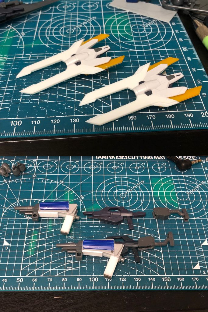 こちらがビームカービンとセンサービットの工作完了写真。こちらはかなりプラ板工作多めです。