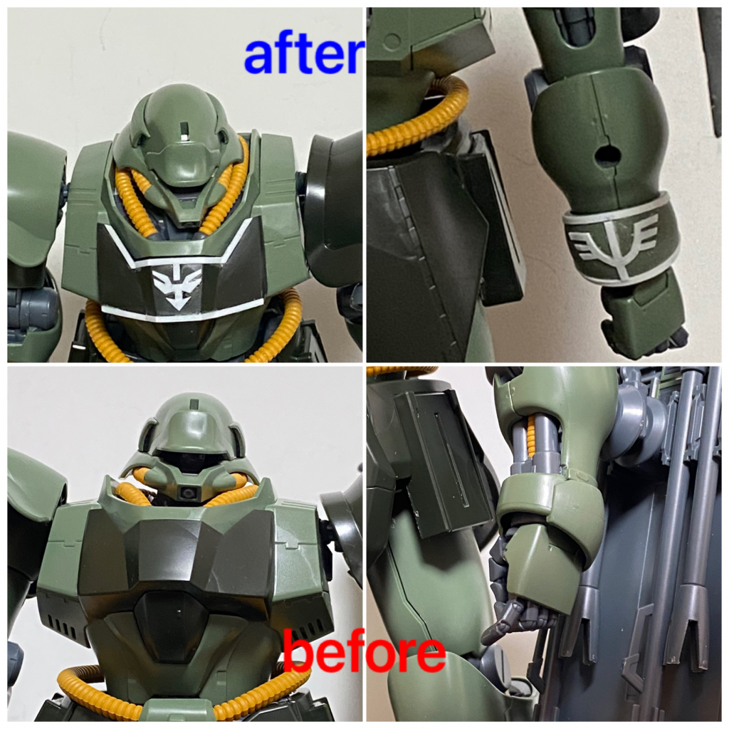 エンブレムは、プラ板で作りました。細かな工作は苦手なので、何度も失敗しながら、なんとか様になりました。