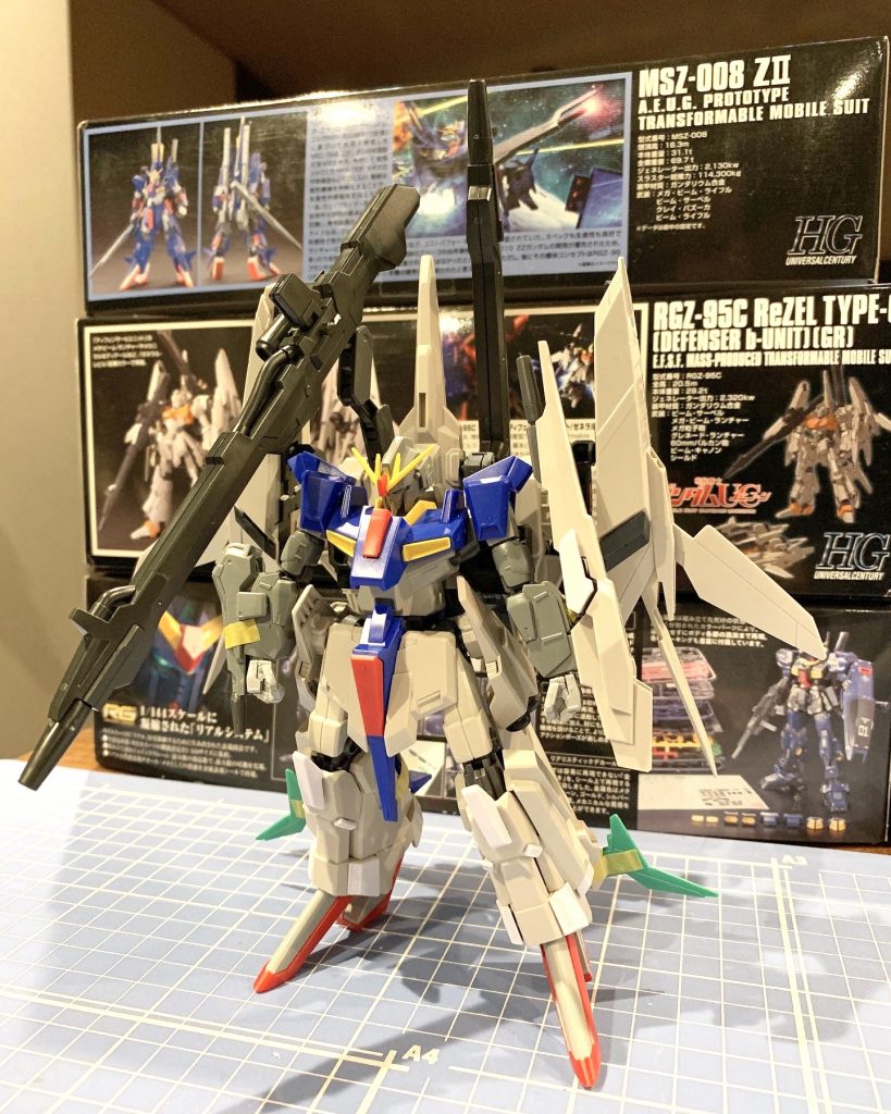 ミキシング仮組み-使用キットはZⅡベースにゼータプラス、リゼルC型、アンクシャ