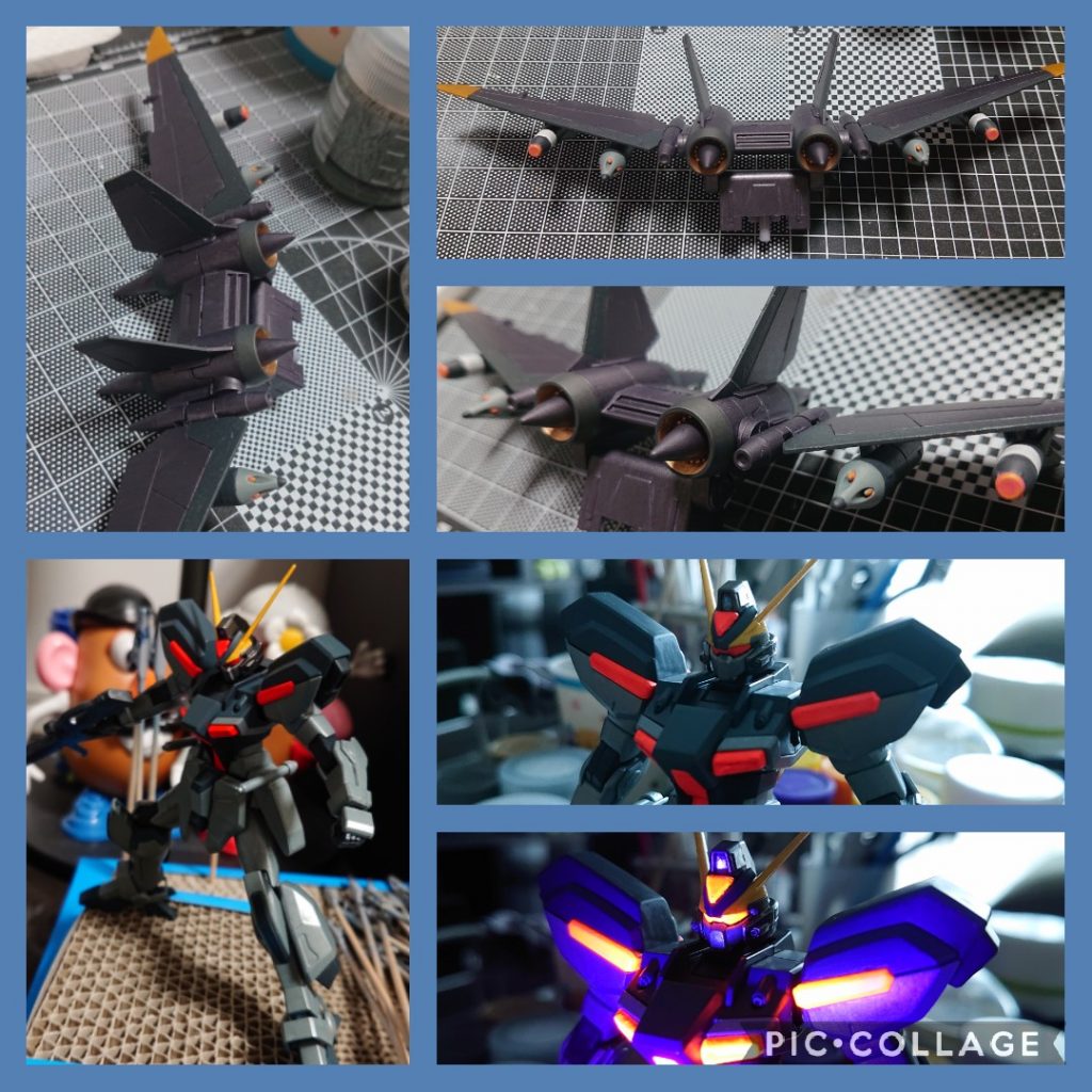 塗装後、ウェザリング前状態です。事前に配色を決めて挑みましたが、まぁ、想定通りかなぁと😅厚塗りにならずそこそこ綺麗に塗れたかなと思います😃この時点でブラックライト照射!🔦✨をー!溶岩マグマのような輝き!🌋👀