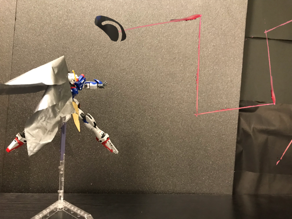 ニードルライフル黒のところからビームニードルを発生させる黒のやつはダブルオー作成のもの