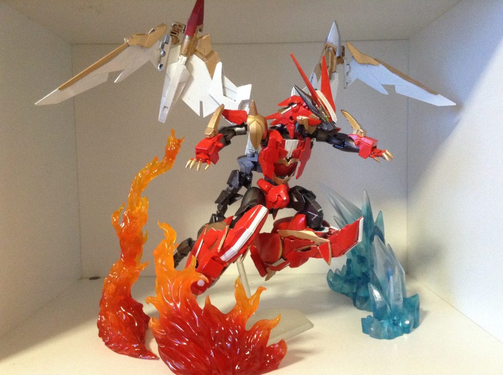 脚部が重いのと可動範囲が狭いヴェイガン系なので派手な動きは無理です。　