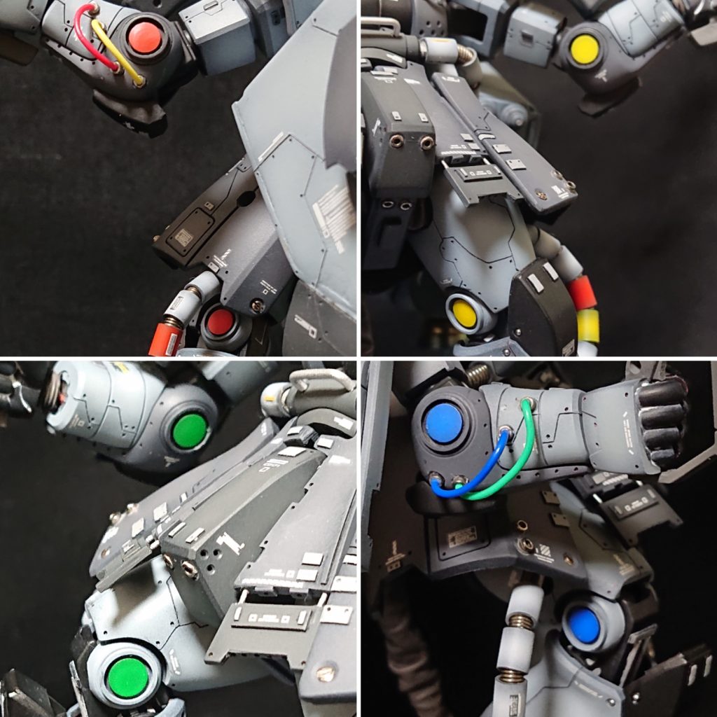 製作時に苦労したのがこのボタン配色の関節です❗全部エアブラシでグラデーション塗装してます😭