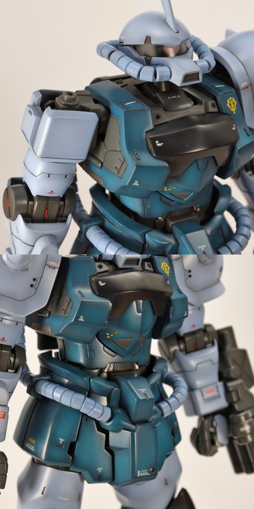 改造内容ピックアップ1・胸の幅詰め、首、肩周りの関節新造・腹部延長、フレーム状の延長パーツを追加