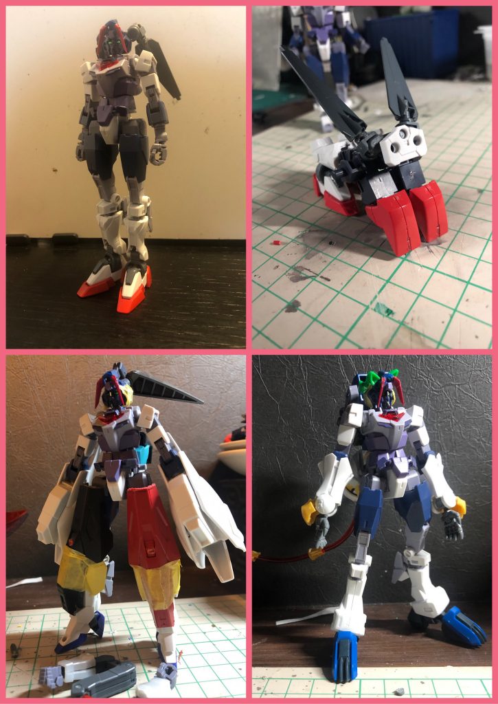 ざっくりと制作工程です。左上→右上:女性らしいシルエットを出すにはアーマーを最小限にする必要が出てきたので、小さくまとめて兎にしました。他2つもアーマーが先で、それを動物の形に纏める、という順で作ってます。兎だけでは少し寂しいなぁ…とは思ったけど、結果3つも作ることになるとは思わなかった…。