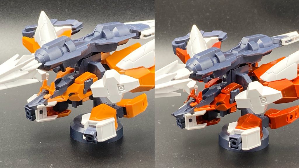 サターンアーマーの前後比較こちらも濃いめのオレンジに仕上がっています
