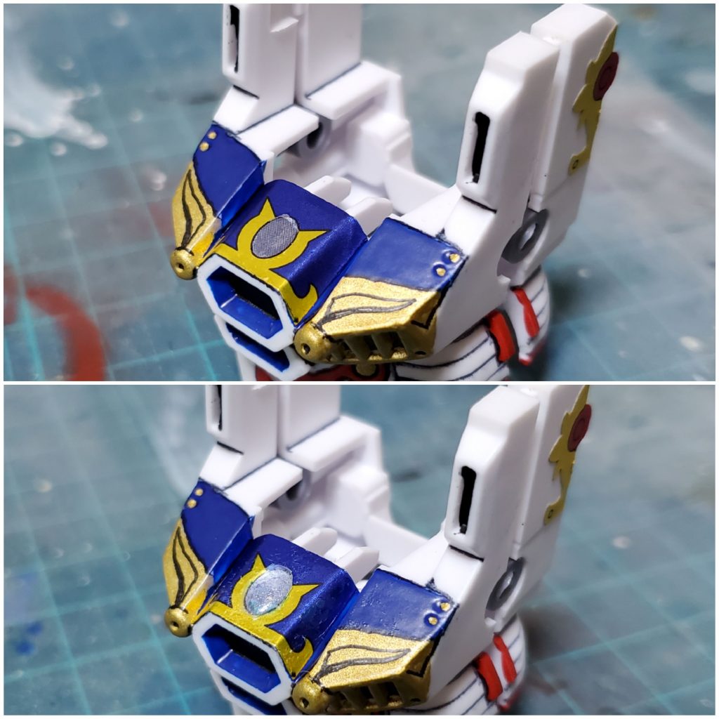 胸の宝玉？はシール再現で平らだったのでレジン使って立体感を出しています(鎧を着けるとほとんど分かりませんが)。