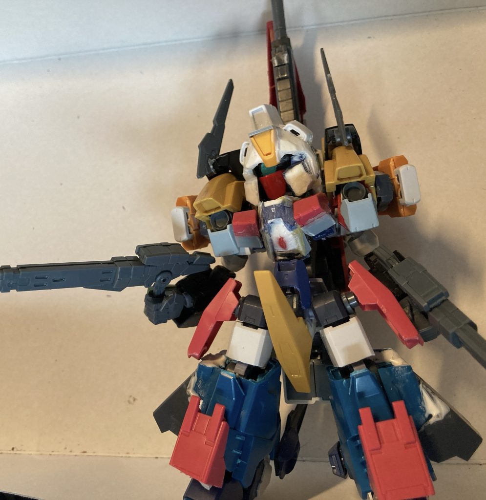 30mmのパーツを組み込んだところ。使用キットは、シクスード、ヴィートルーガンダム、リゼル、ガンダムフラウロス、シエルノヴァ、ラビオット、アルト陸戦型など。
