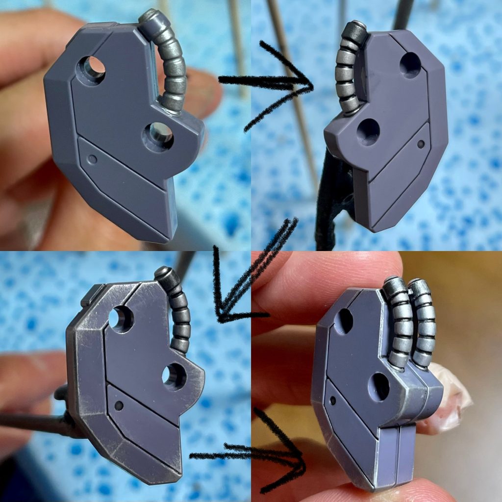 グレーのパーツは、部分塗装、スミイレ、ドライブラシで仕上げました。動力パイプ的な部分は塗らずにいられない!