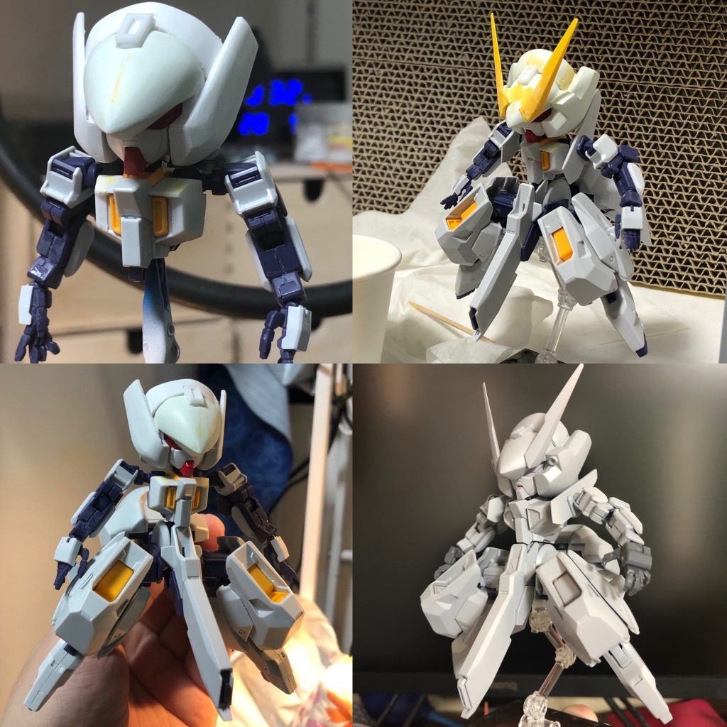 体の改造です腕はもともと短めだったので5mmほどカットしたのみです。足は接続関節を一つ減らして腿の外装を3割ほどカット、スネは半分以上カットしました。胸は細かったので8mmほどボリュームを付けました。胸ダクトが寂しくなってしまったので、3Dプリンターでダクトパーツをつくりました。