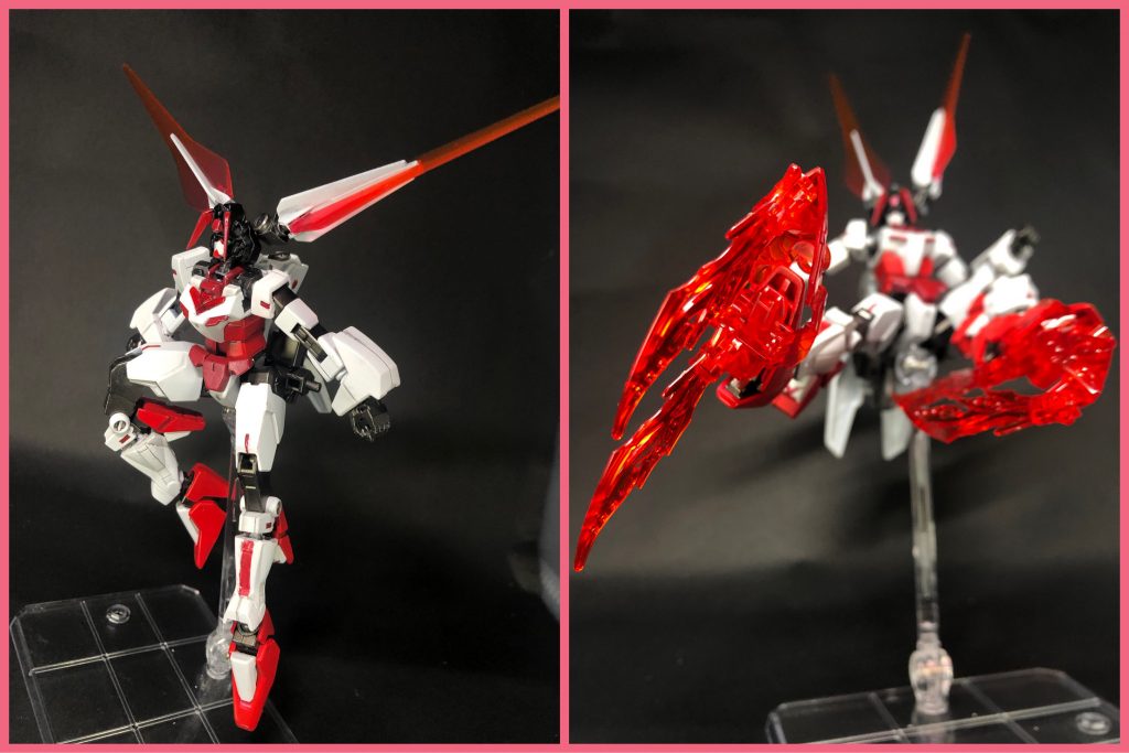 ウサ耳ブレードはMA時同様ビームソードを展開することも可能。必殺技は、炎エネルギーを纏った脚で連続キックを繰り出す『火遁・獣心連脚』。