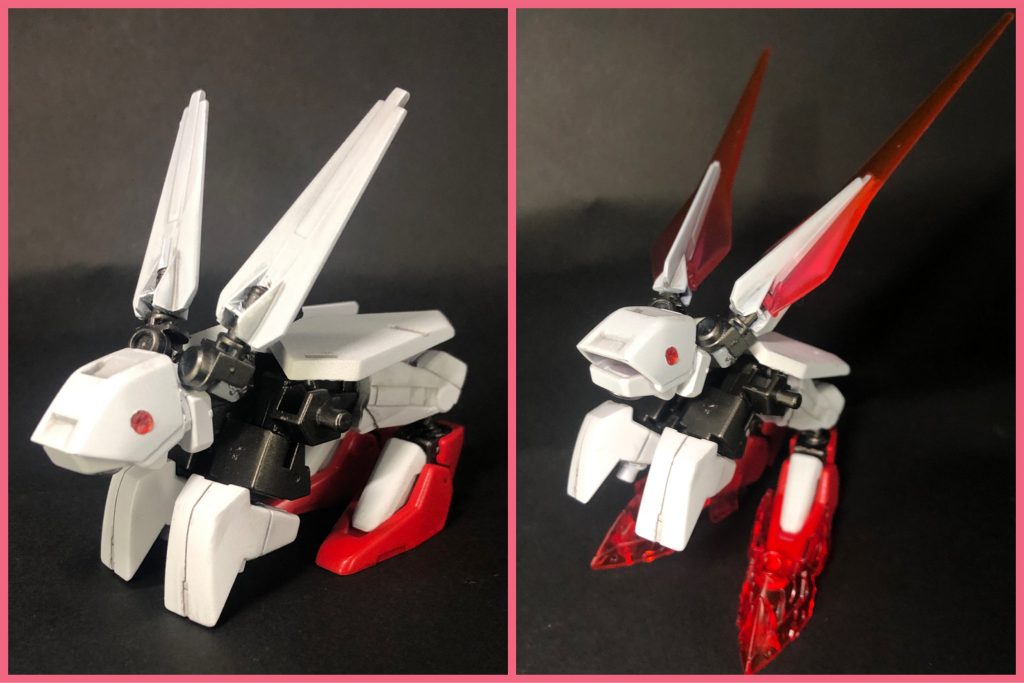 兎型MA・イナバ兎型の小型MAで、その大きさはMA史上最小を誇る。戦闘能力は低く単独での戦闘には向かないが、大きな耳による聴覚的な情報収集と、兎さながらの素早い動きとジャンプ力で敵を撹乱するなどの役割の持つ。少女の様な口調のAI(CV：釘宮理恵)を搭載し、天真爛漫な性格でアカネの妹的な存在。イナバという名前は、日本神話に出てくる因幡の白兎(いなばのしろうさぎ)から取りました。兎が鮫達を騙すけど返り討ちにされるっていうお話ですね(ざっくりすぎ)〜〜〜〜〜〜兎型MA・イナバ火獣形態耳と後足に炎の力を集め、攻撃力と脚力を増強した形態。単独でも戦闘が可能となる。なお、火獣形態はレッカと炎共鳴(ファイアリンク)した状態でないと発動することができず、離れすぎると解除されてしまう。