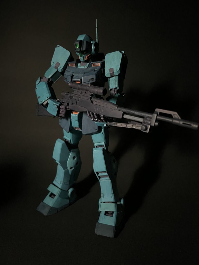 塗装レシピは本体の明るい色白:緑:青=3:2:1本体の暗い色緑:青:黒=2:2:1オレンジ部分赤:黄=1:1関節部分グレー:赤:青=3:1:1武器黒:青:赤=3:2:1上述の通り黒以外はアクリジョンのベースカラー、黒はアクリジョンのつや消しブラックを使用しています