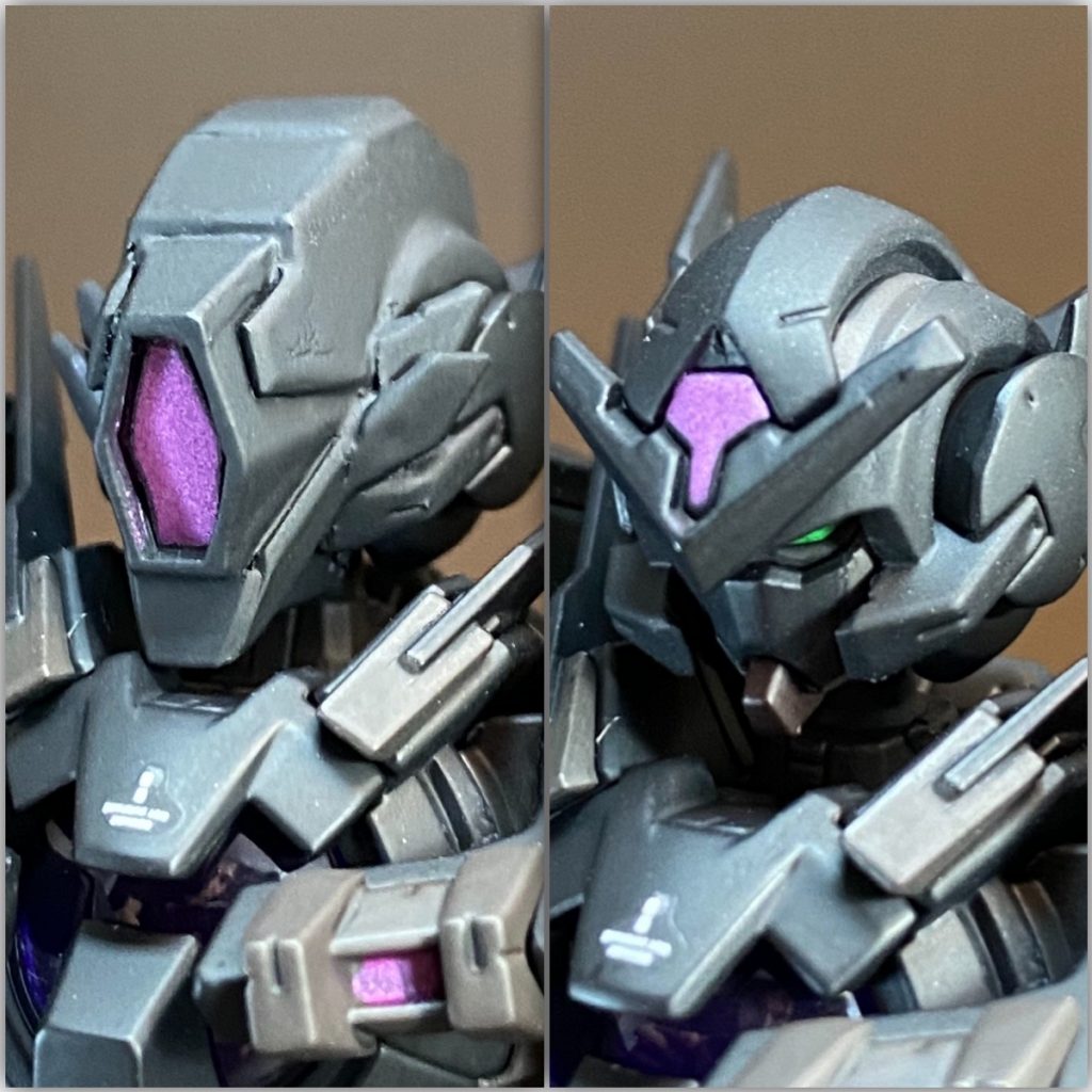 ロイヤルマスクは着脱式では無く、頭部そのものを2個用意して作りました。六角形のセンサーやその他ディテールはプラ板とパテでスクラッチしました。