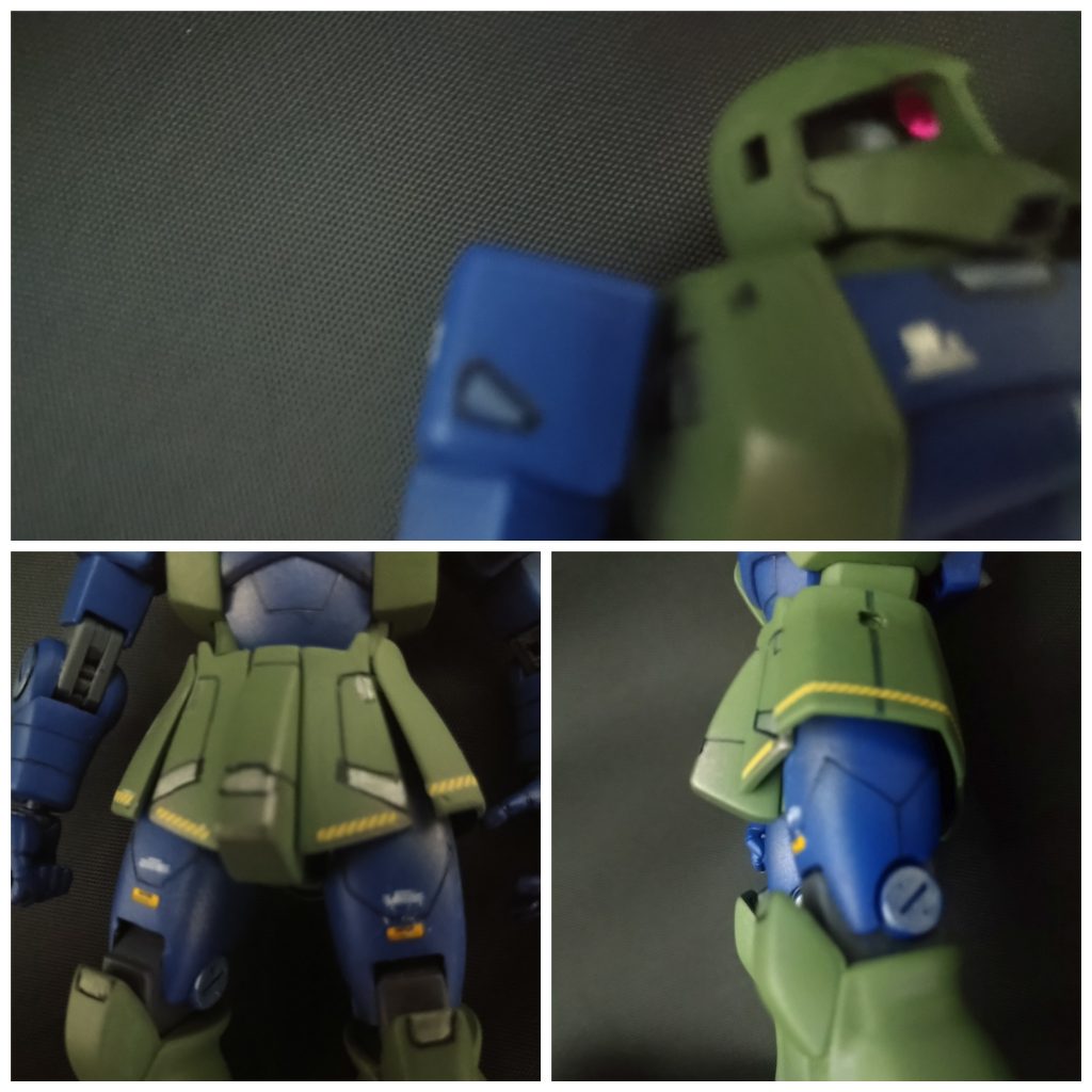 筋彫り追加部位。右肩、フロントアーマー、大腿部