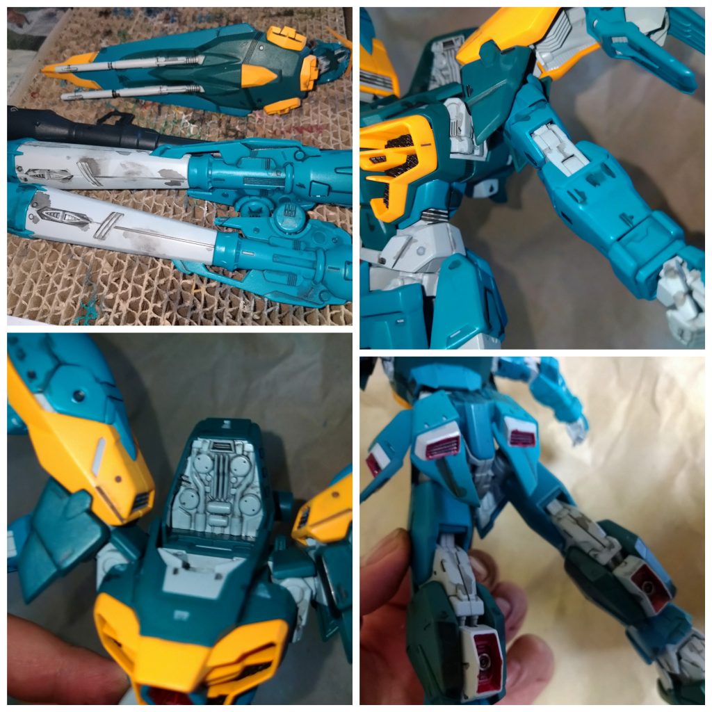 全体にエナメルを薄めたのをまぶして、綿棒にエナメルを付けたもので拭き取りを行います。