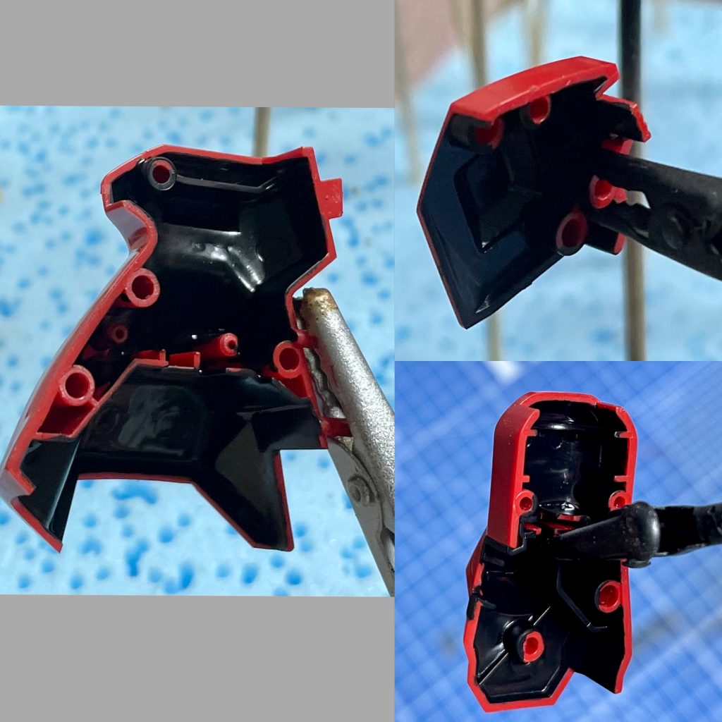 成型色仕上げはプラが透けるので、内側は黒で塗ってます。これ、効果は抜群だと思います!