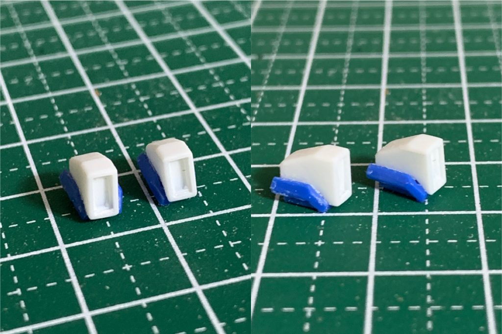 胴体肩部センサー？プラ板の箱組から作成。肩部の小さなパーツは前期型や中期型に差し替え可能。最初に考えていたより少し大きめになってしまった。