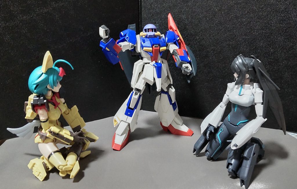 やぁ、彼女たち。僕こそが噂のゼータだよ。Zの鼓動を感じるだろ？メイ「え？ゼータ……？ザクじゃねえのか？無理あるだろ。」ナミ「いや、あの頭はハイザックだよ……かなり厳しいわ。」