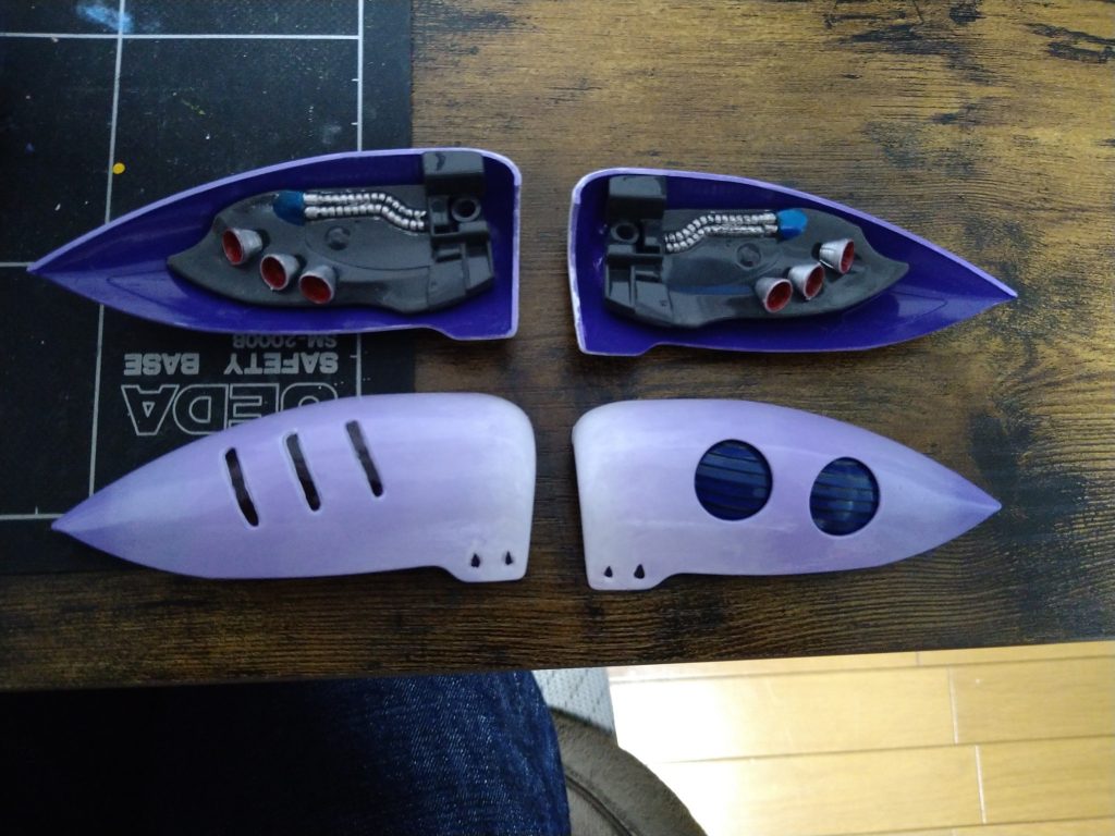 羽の内側にはバーニアを設置しました。部分的にシルバー塗装してあります。